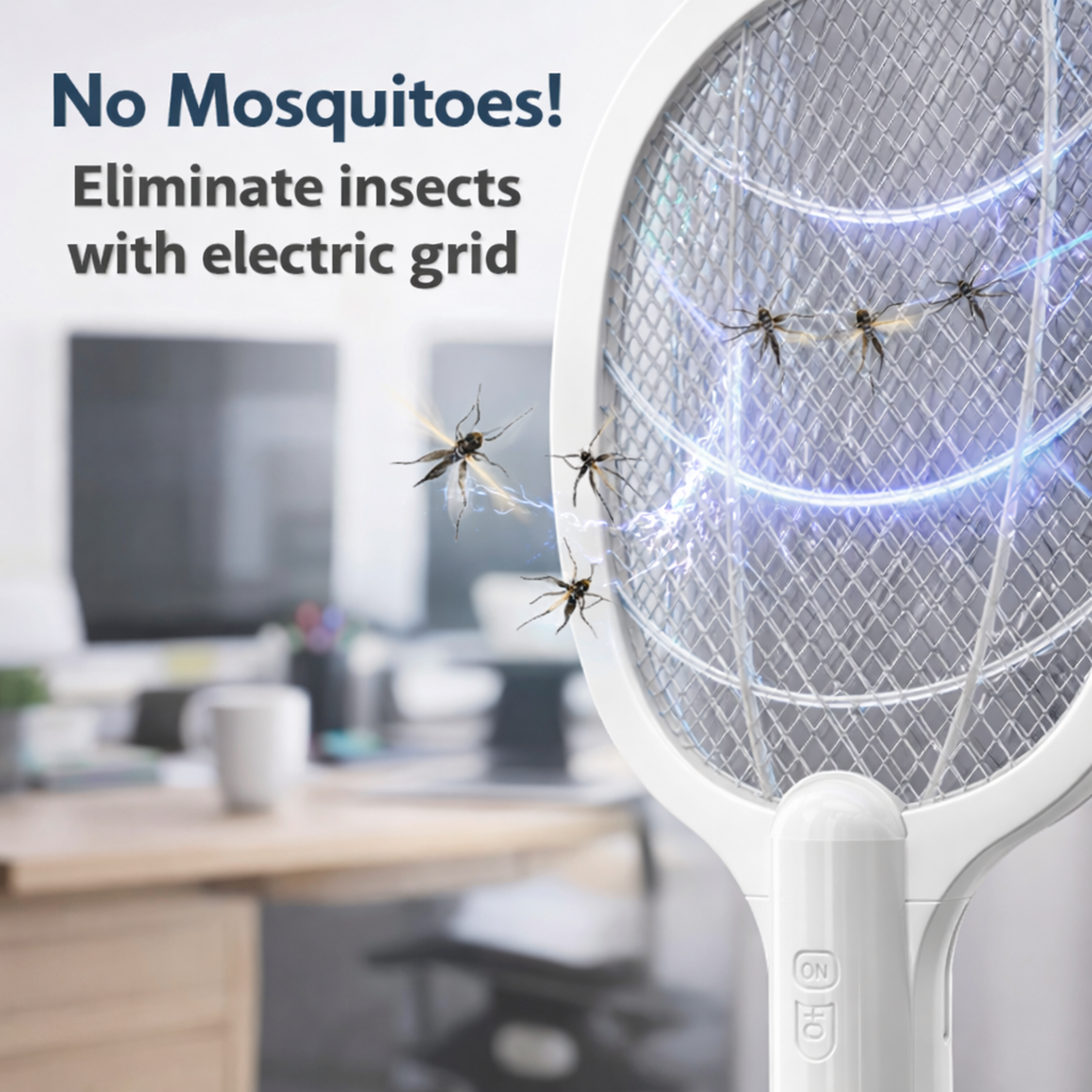 Rechargeable Electric Mosquito Racket With Stand